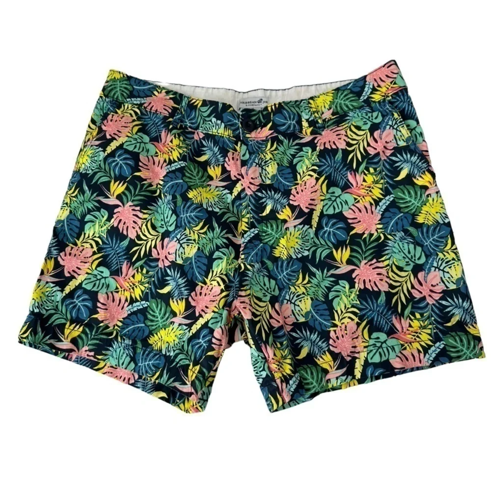 Caribbean Joe Hawaiin Floral Palm Leaf Shorts, 14